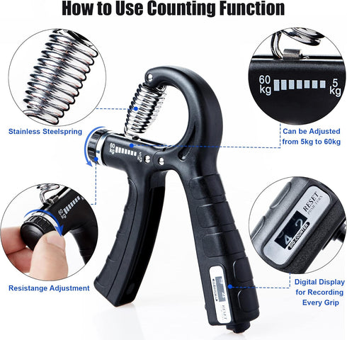 Steelway Grip Strength Trainer Set of 2 Pack, Adjustable Resistance Hand Grip Strengtheners