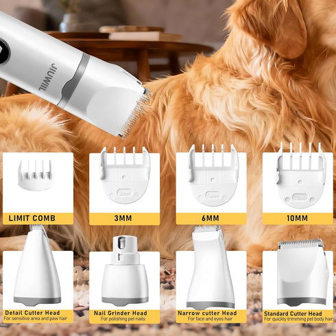 JIUWIIL 4 1 Trimmer Trimmer Dog Clippers for Grooming, in Dog Grooming Kit Hair Clipper with LCD Display, Dog