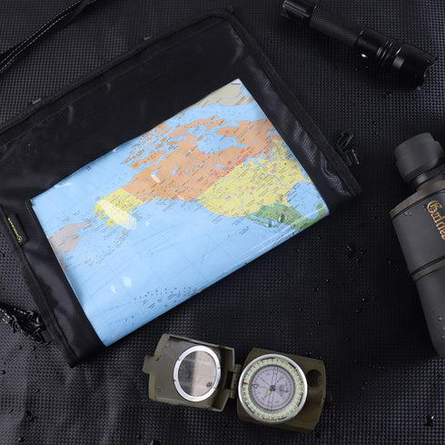 KOSIBATE Waterproof Map Case, Military Hiking Pouch Holder with Clear Window & Lanyard