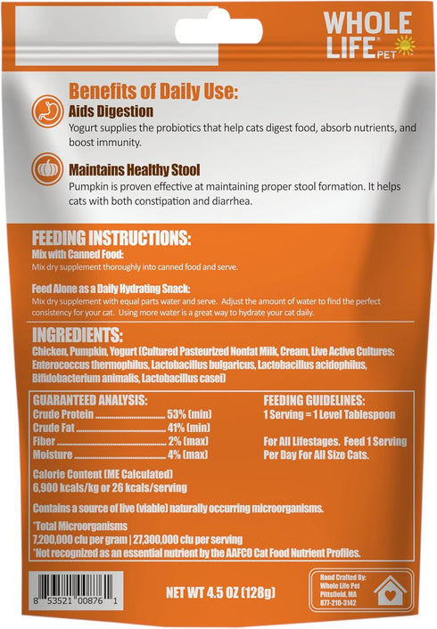 Whole Life Pet Healthy Gut Daily Supplement for Cats – Probiotics with Pumpkin for Digestion & Stool Formation