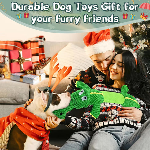 Dog Toys for Large Dogs, Squeaky Plush Chew Toys, Tough Tug of War Toys, Interactive Puppy Toys for All Breeds
