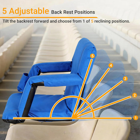 21"/25" Smartxchoices Wide Stadium Seat Chair Bleacher Seats Padded with Back Support, Cushion, Arms, Pockets, Anchor