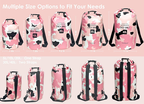 Waterproof Dry Bag Backpack, 5L/10L/20L/30L/40L, Roll Top Floating Storage Bags for Kayaking, Boating, Swimming, Hiking