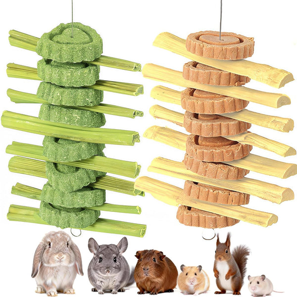 Jwizyotr Rabbit Chew Toys for Teeth 2 PCS Guinea Pig Chews Treats Rat
