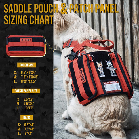 OneTigris Service Dog Vest Harness, Red, Large, Molle Backpack with Pouches for Medium & Large Dogs