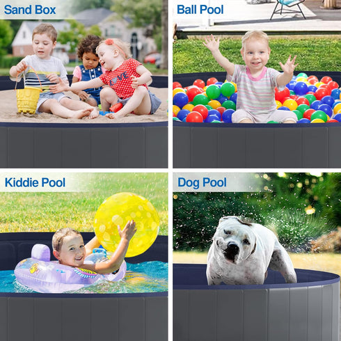 Niubya Foldable Dog Swimming Pool - Collapsible Hard Plastic Bath Tub for Pets, 72 x 12 Inches