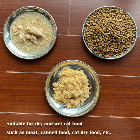 Cat Food Dishes, Stainless Steel Cat Shallow Dish Whisker Relief Cat Shallow Bowls Wide Plate Pet Dishes with Non-Slip Placemat Basic Dish for Cat Kitten (4 PCS, Medium)