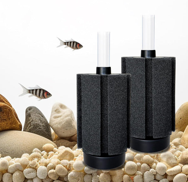 2 Pack Sponge Filter with Air Stone and Ceramic Media, Quiet Nano Bio Filter for 10-50 Gal Betta Fry Shrimp.