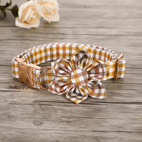 Elegant little tail Flower Dog Collar for Female or Male Dogs, Fall Pet Collar Adjustable Dog Collars with Flower Gift for Medium Dogs