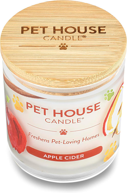One Fur All Apple Candle for Pet Odor - Plant-Based Soy Candle with 60 Hour Burn Time - Apple Cider