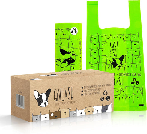 Certified Home Compostable Dog Poop Bags with Handles - 10% to Charity