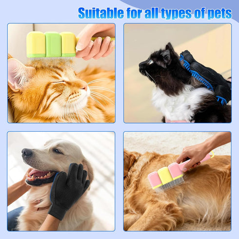 Jeyermier 9 Set,Self PCS Pet Grooming Brush Cleaning Pet Hair Removal Comb,Pet Hair Remover Gloves,Spray Bottle, Lice
