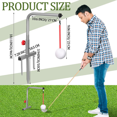 Poen Golf Swing Trainer - 1 Set Training Iron Practice Swing Groover with 3 Height Indoor Golf Simulator Accessories