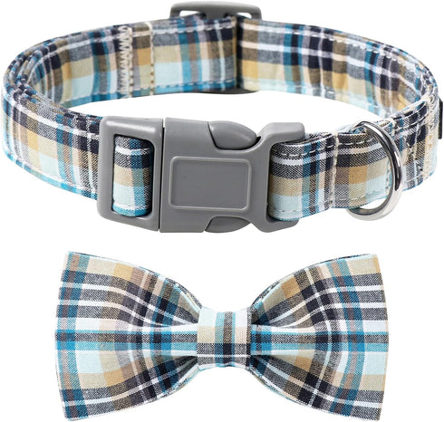 Lionet Paws Dog and Cat Collar with Bowtie, Adjustable Grid Collar for Small to Large Dogs