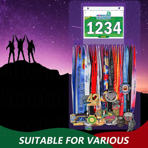 Race Medal Holder Wall Hanger,Marathon Medal Display and Runner Medal Hanger Display,Bib Running Medal Display, Running