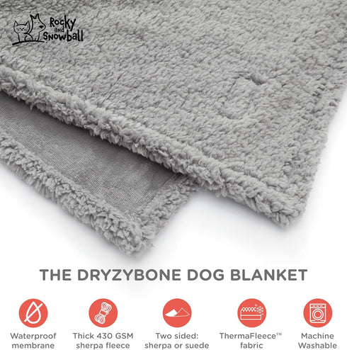 Waterproof Dog Blankets for Large Dogs, Washable Sherpa Blanket for Bed, Pet Covers for Couches, 40x60, Light Grey