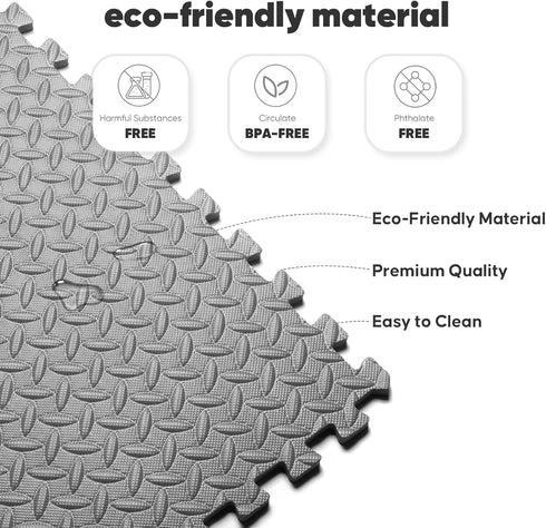 24 24 12 12 Pack, 48 Home Gym Mat, Puzzle Exercise Mat, EVA Interlocking Foam Floor Tiles for Home Workout Equipment