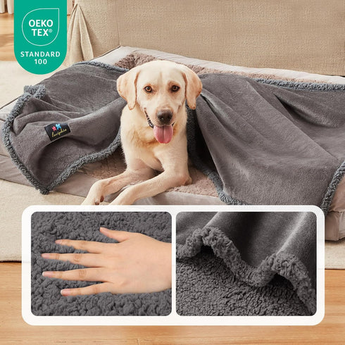 Luciphia Waterproof Blanket for Large Dogs, Liquid Proof Furniture Protector, Washable Reversible Bed Cover, Light Grey