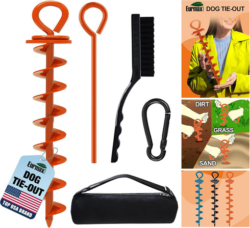 Eurmax USA Heavy Duty Dog Tie Out Stake for Large Dogs up