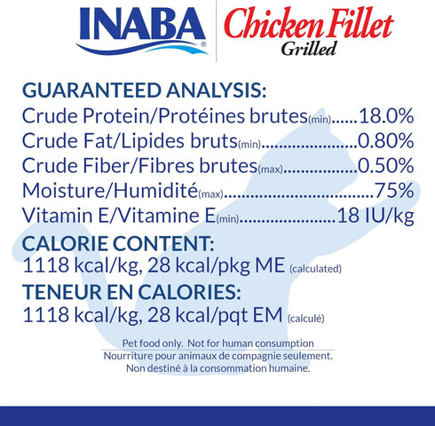 0.9 Pack 10, INABA Premium Grilled Chicken Fillet Cat Treats with Vitamin E and Green Tea Extract, Ounces Each