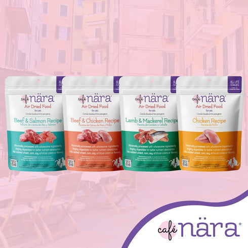 90% 5 oz Cafe Nara Air Dried Cat Food, Beef & Chicken Recipe, Real Meat, Complete Meal, Food Topper, or Treat, Made