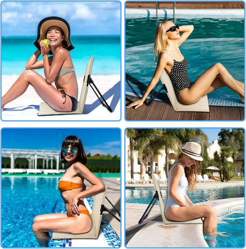 GFYYBKJ SwimmingPool Foldable Seat for Poolside Chairs, Portable Outdoor Poolside Chairs for Edge of Pool, Beach Chair