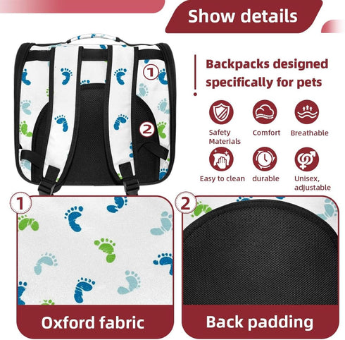 (3) Baby Footprints Pattern Green Blue Cat Carriers Dog Carrier Pet Carrier with Locking Safety Zippers for Cats