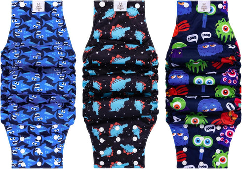CuteBone Washable Dog Diapers Male with Snaps Reusable 3pcs a Pack Doggie