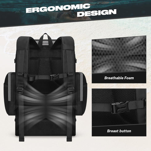 Maelstrom 35L Swim Backpack with Separate Shoes Compartment, Swim Gear Bag, Athlete Gym Rucksack for Men and Women