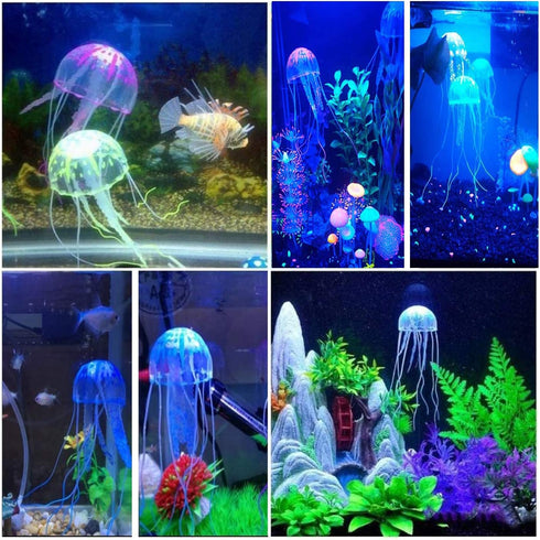 WishLotus 2 PCS Jellyfish Fish Tank Decorations, Simulation Jellyfish Plant Ornament for Various Aquariums (S, Pink)