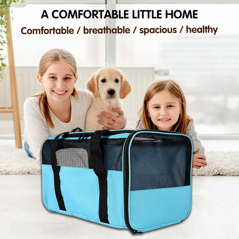 Soft-Sided Airline Approved Pet Carrier Bag for Small Cats & Dogs (Medium, Blue)