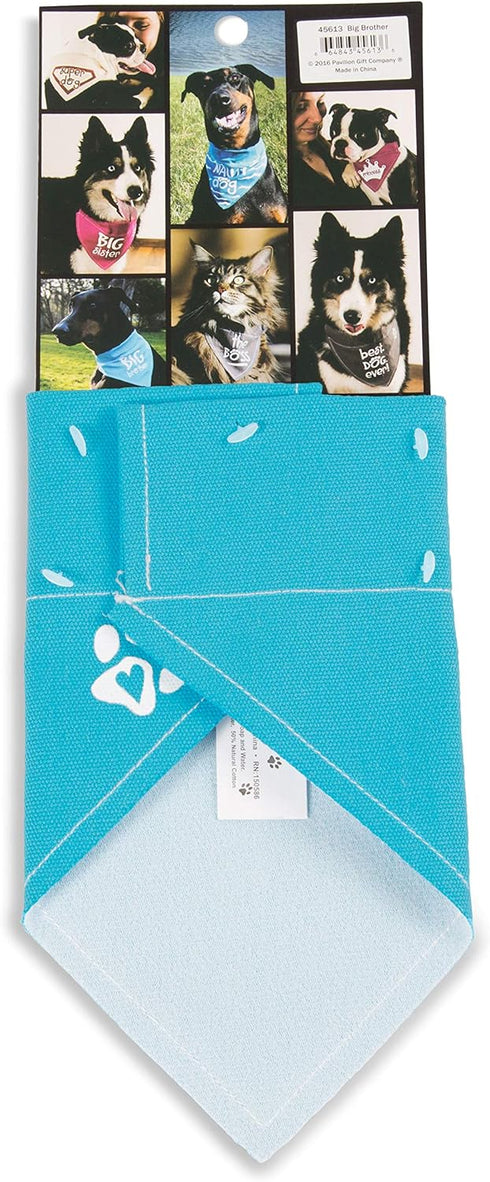 Pavilion Gift Company Big Brother Blue Paw Print Large Dog Slip on Collar Bandanna