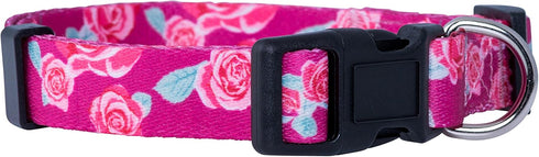 Native Pup Flower Dog Collar, Adjustable Small, Cute Pink Floral Blue Daisy Rose, Summer Spring Essentials