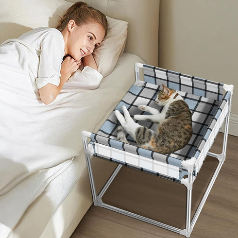 Caghash Bedside Window Pet Cat Bed - Dog Bed with Guardrail Extension Attached
