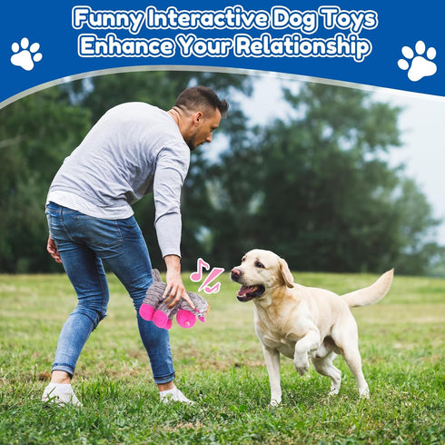 loncoldy Plush Chew Toys for Large Dogs, Tough Crinkle Stuffed Animal Squeaky Interactive Toys for Small Medium Large