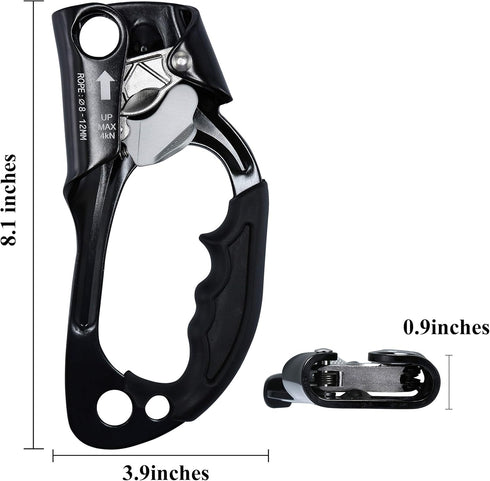 WILDKEN Climbing Hand Ascender for Outdoor Mountaineering, Rappelling Equip for 8-12MM Rope, Left Right Hand