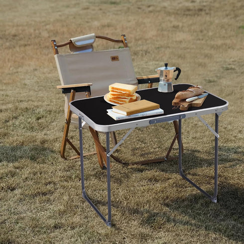 BIVVI 2.3 Foot Small Folding Table Portable Lightweight Utility Side Tables with Carrying Handle, Outdoor Aluminum
