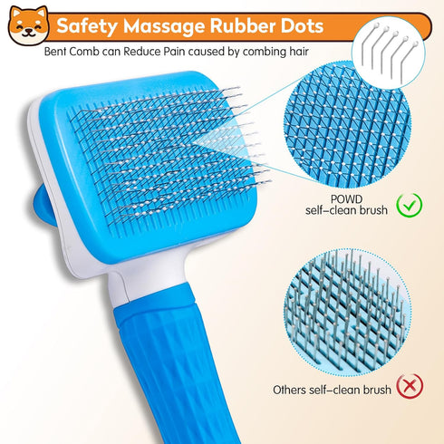 Dog & Cat Brush: Self Cleaning Slicker Brush for Pets, Upgraded Dog Brush for Shedding, Massaging, Grooming