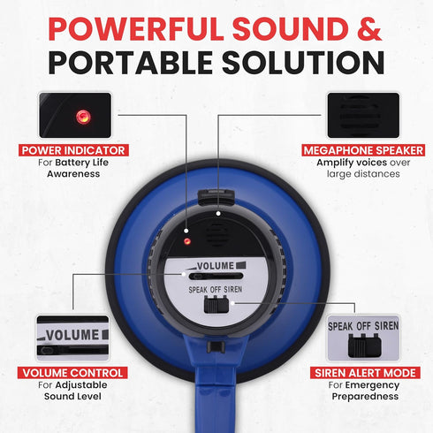 Pyle PMP21BL Portable Megaphone Speaker Bullhorn - Compact, Battery Operated with 20 Watt Power, Microphone, Blue