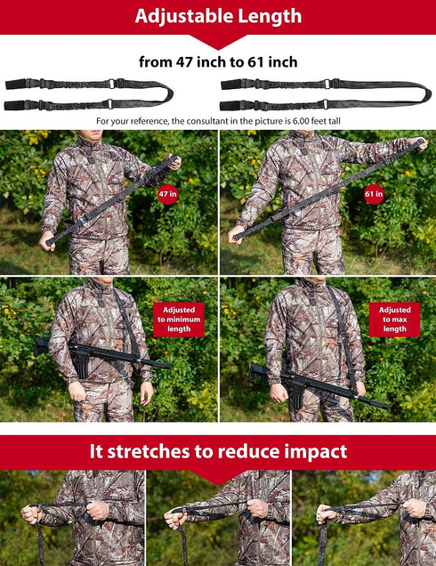 Two Point Sling Rifle Strap with Shoulder Pad, Adjustable Gun Sling with Gift Box