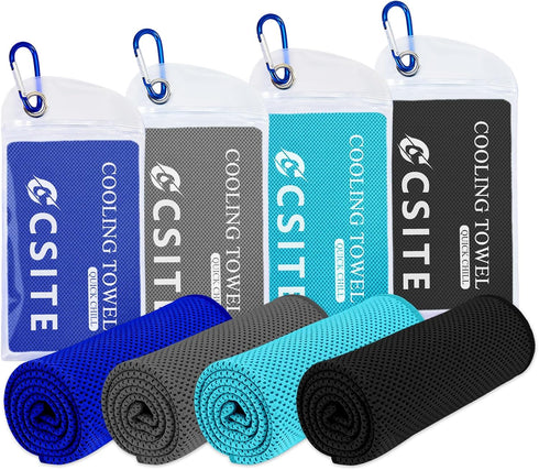 CSITE 4 Pack Cooling Towels (47"x12") for Neck and Face, Ice Towel