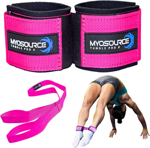 Myosource Kinetic Bands Tumble Pro X Ankle Straps Kit – Cheerleading & Gymnastics Backhandspring Trainer, Includes