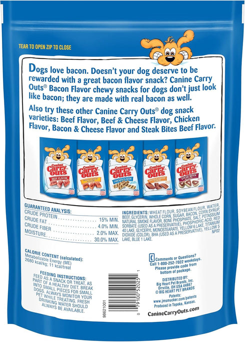 Canine Carry Outs Bacon Flavor Dog Treats, 22.5 Ounce Bag (Pack of 6)