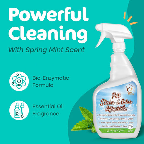 Sunny & Honey Pet Stain & Odor Miracle Enzyme Cleaner for Dog Urine, Cat Pee, Feces, Vomit, 32FL OZ