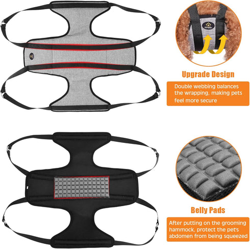 Ownpets Pet Grooming Hammock with Carabiners, Breathable Pet Grooming Harness Sling for Grooming & Nail Trimming