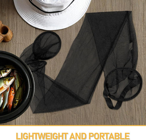3pcs 1.5m DOITOOL Folding Fish Guard Nets with Black Handle Portable Live Bait Bucket Fish Locating and Transport Mesh