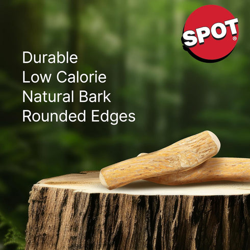 SPOT Coffee Wood Dog Chew Toy - 100% Natural Non-Splintering Wood for Aggressive Chewers, Durable for Medium Dogs and