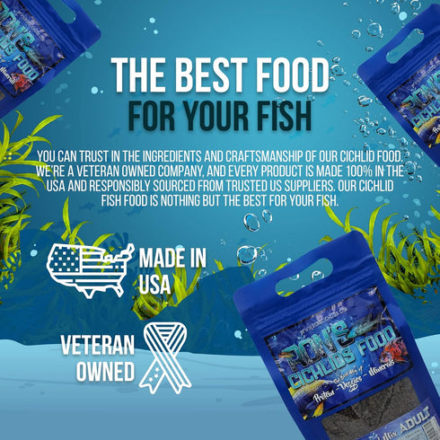 RON'S CICHLIDS African Cichlid Fish Food - Premium Tropical Fish Food Pellets for Healthier Tropical Fish (Adult Blend,