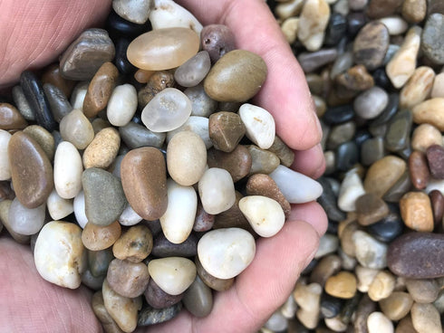 Natural Decorative River Rock Stones, Polished Mixed Pebbles Gravel for Aquariums, Landscaping, Vase Fillers (2.5 LB)