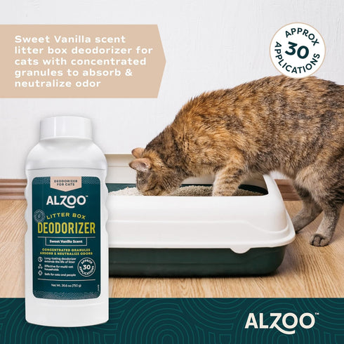 Cat Litter Deodorizer, Concentrated Granules, 100% Plant-Based, Sweet Vanilla Scent, Pack of 2